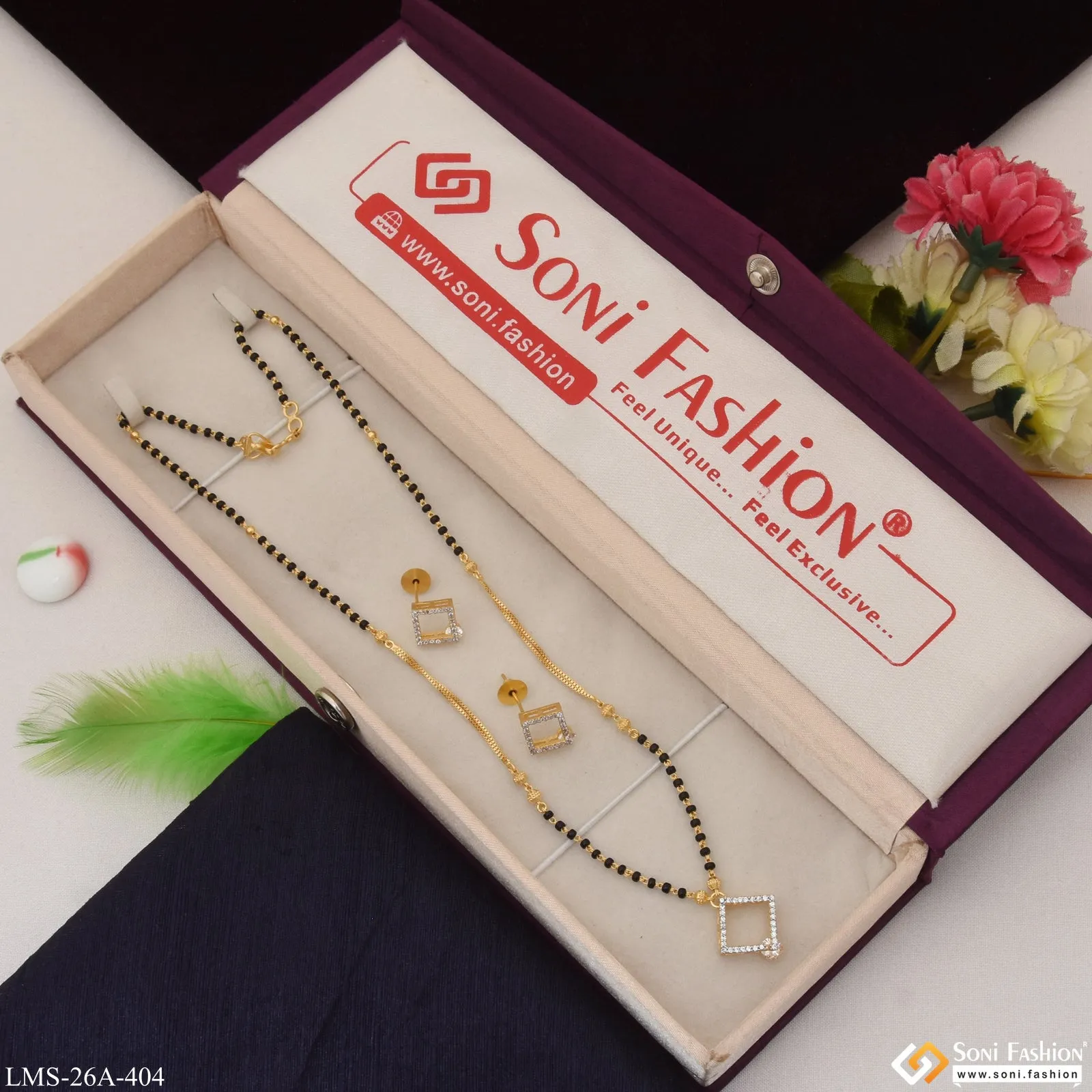 1 Gram Gold Plated Brilliant Design Mangalsutra Set for Women - Style A404