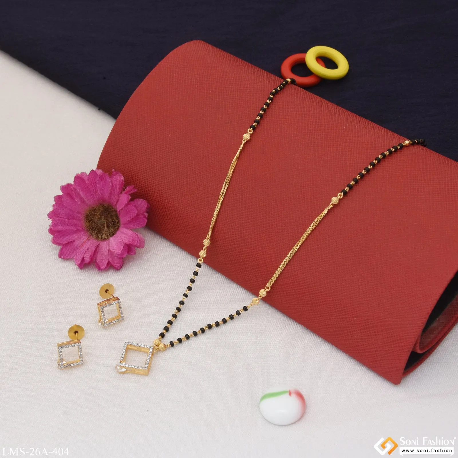 1 Gram Gold Plated Brilliant Design Mangalsutra Set for Women - Style A404