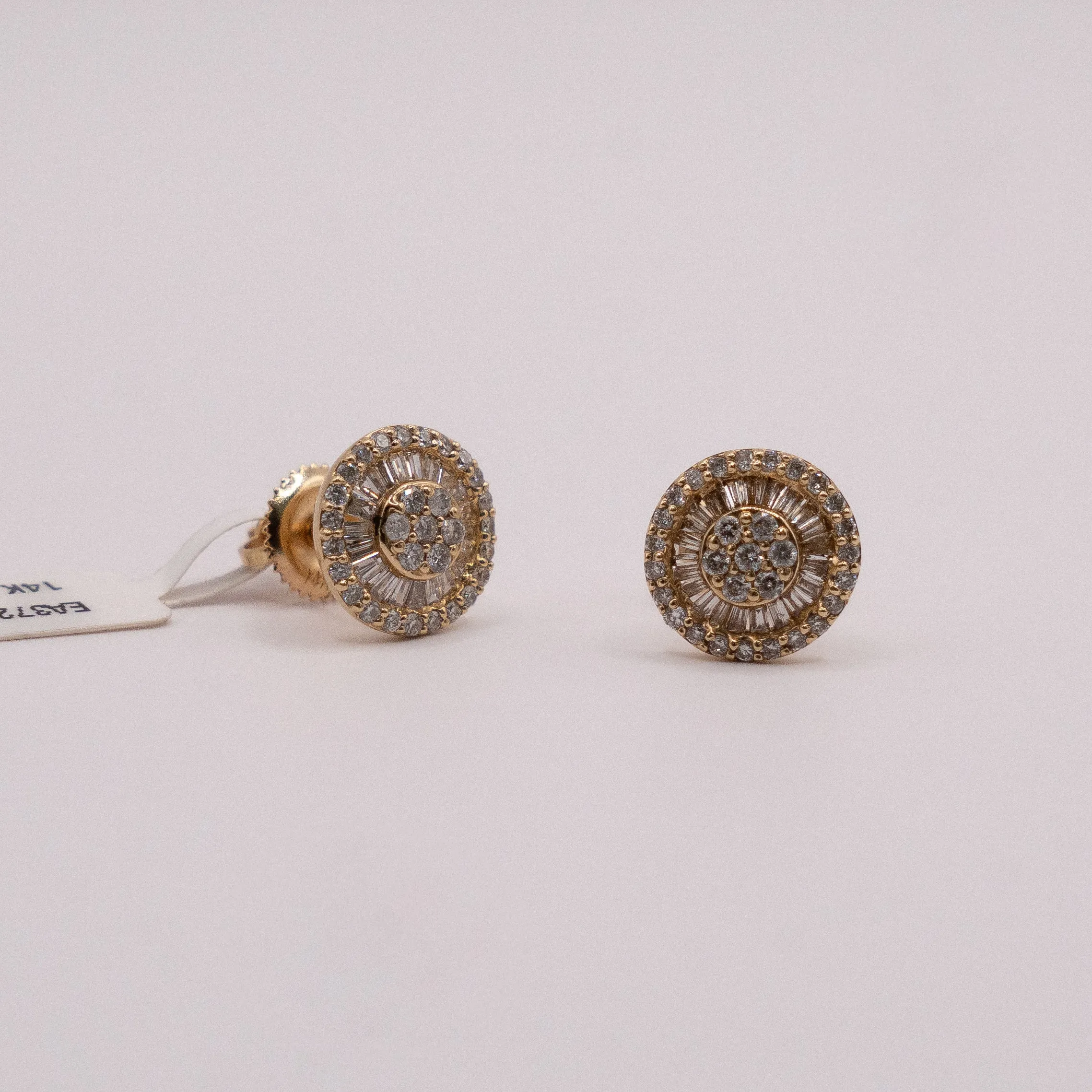 14K Yellow Gold Diamond Circle Stud Earrings 0.55Ct / 2gr