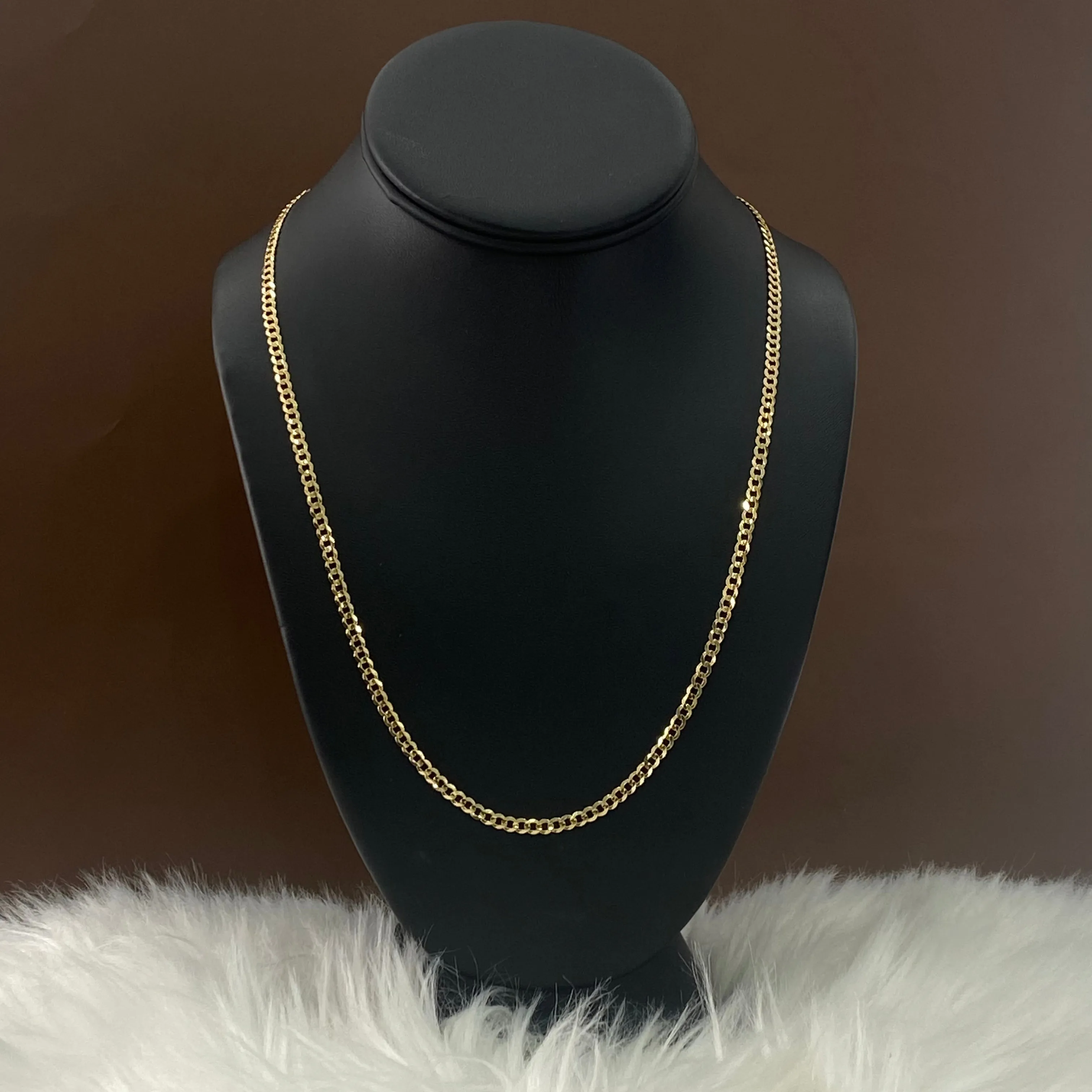 14K Yellow - White Gold American Cuban Link Chain Diamond Cut / 11.9gr / 4.7mm / 20in