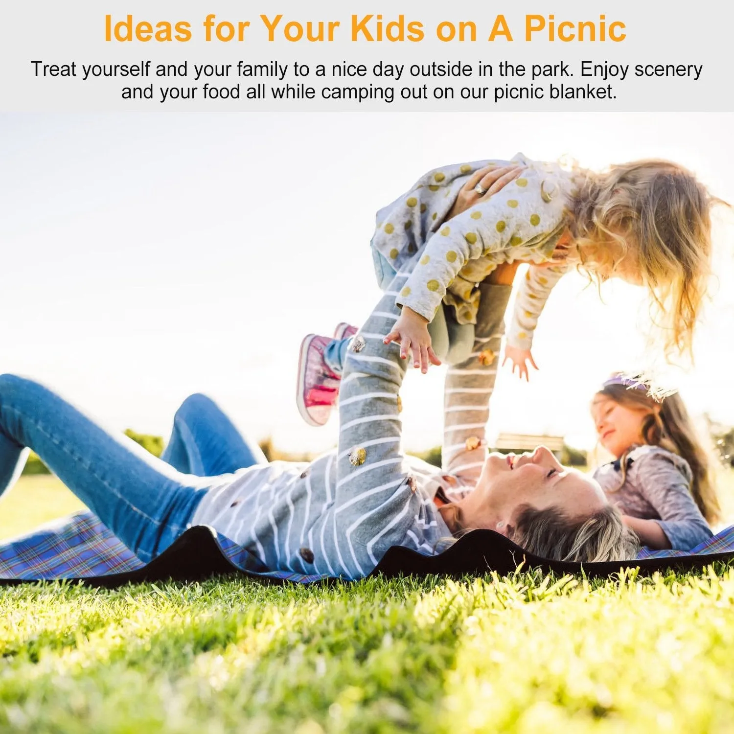 60" x 78" Foldable Waterproof Picnic Blanket with Strap
