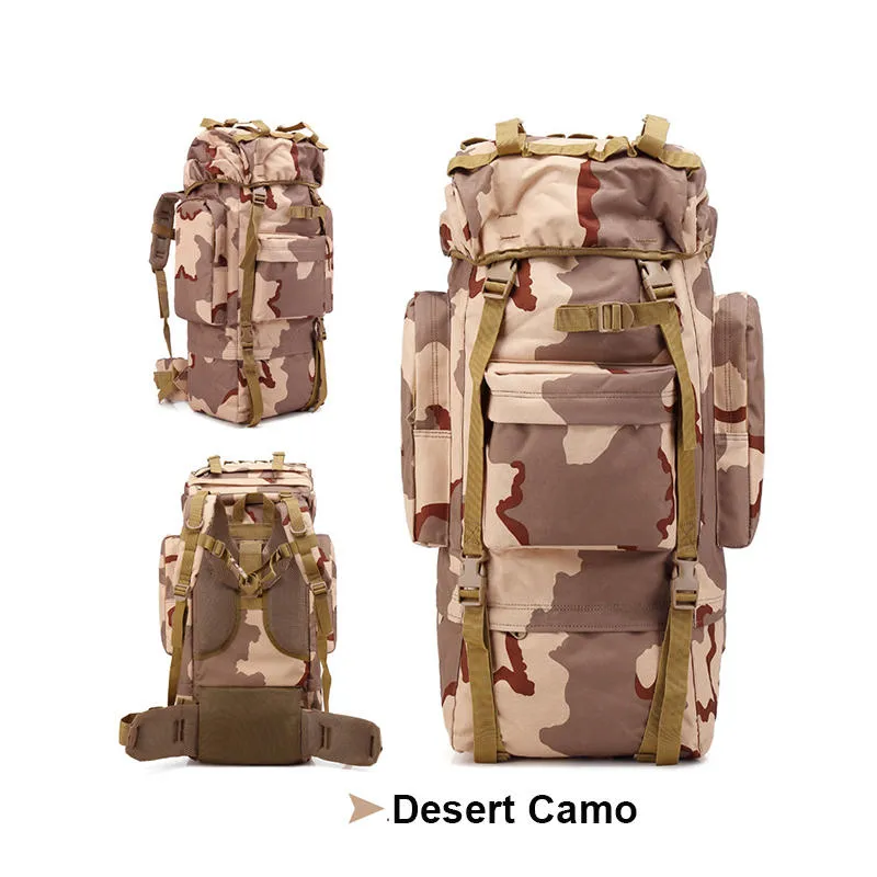65L Outdoor Tactical Molle Backpack Rucksack Waterproof 900D Nylon Shoulder Bag Camping Hiking Trekking