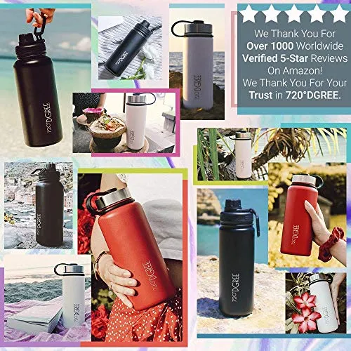 720°DGREE Vaccum Insulated Water Bottle “noLimit“ - 530ml - Leakproof, BPA-Free, Thermo Stainless Steel Flask - For Carbonated Drinks, Kids, Children, Sports, Gym, School, Travel, Outdoor  Sports-Cap
