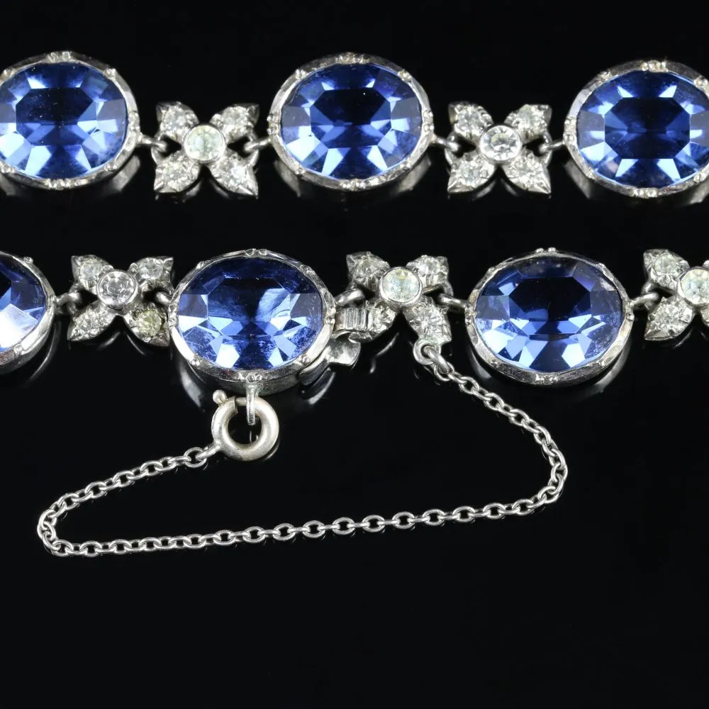 Antique Victorian Blue Paste Necklace Collar Circa 1900