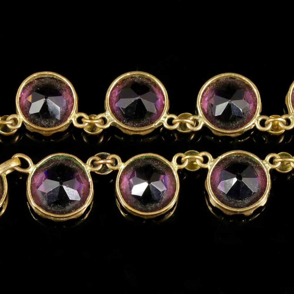 Antique Victorian Purple Paste Necklace Circa 1860