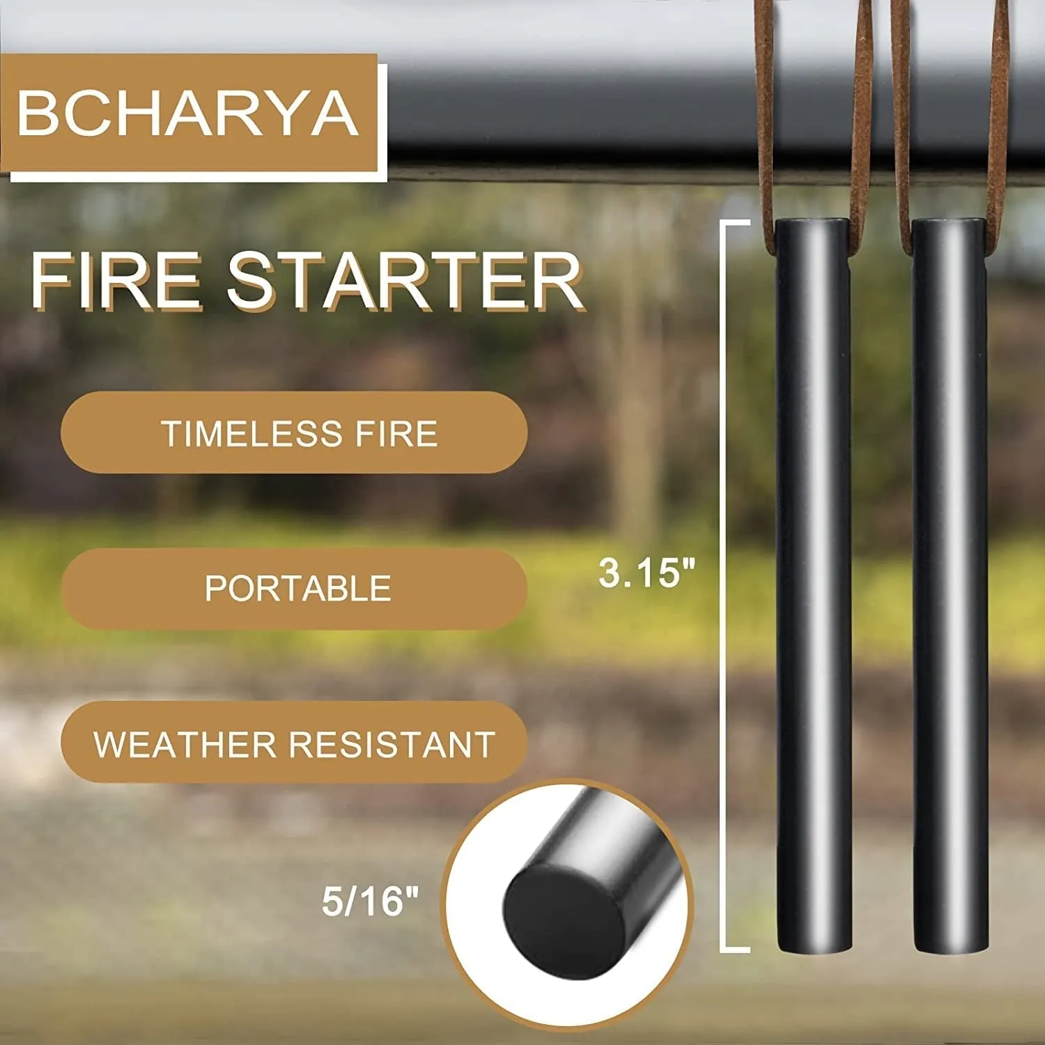 BCHARYA Ferro Rod Fire Starter Kit: 6-in-1 Multi-Tool, Waterproof Tinder & 20,000  Strikes