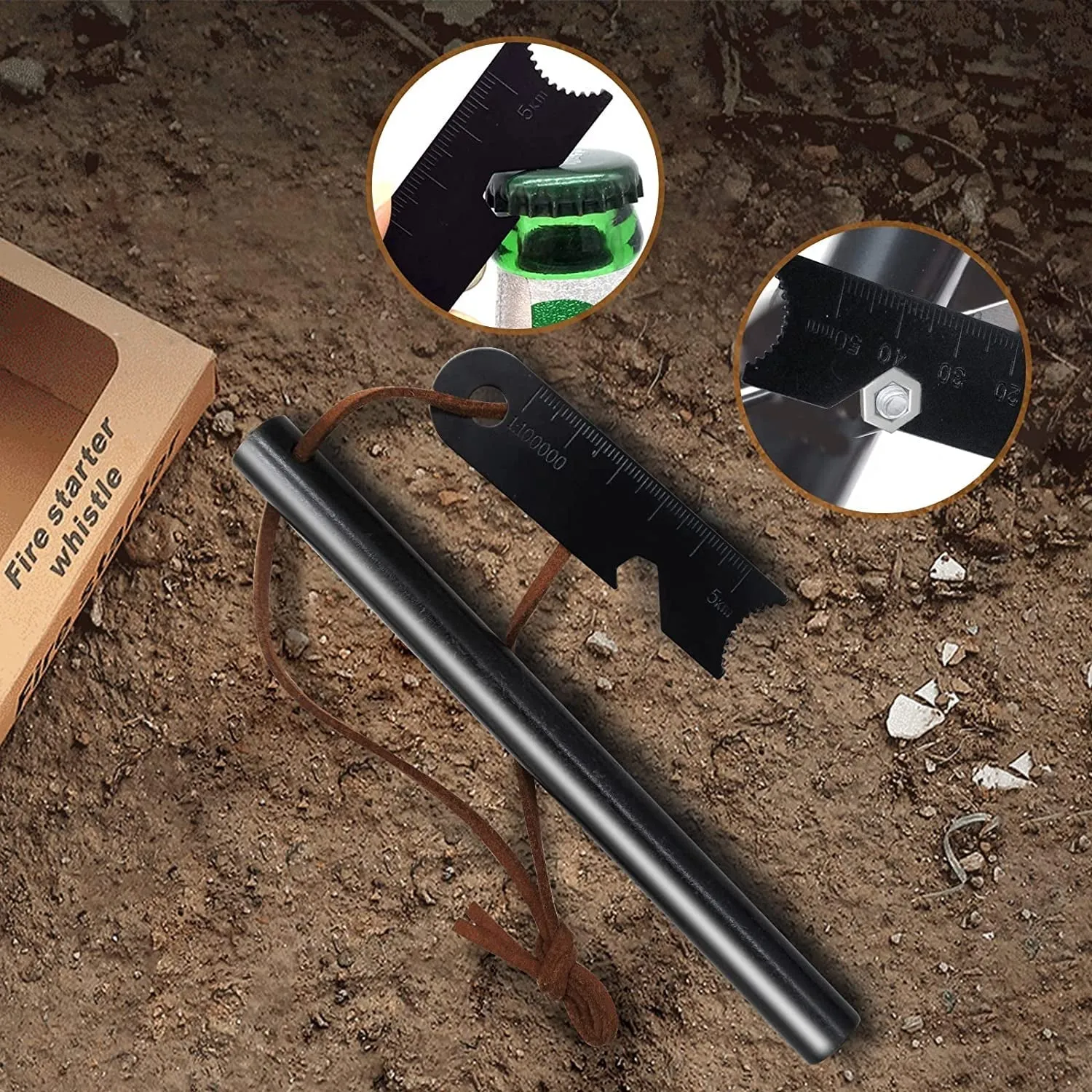 BCHARYA Ferro Rod Fire Starter Kit: 6-in-1 Multi-Tool, Waterproof Tinder & 20,000  Strikes