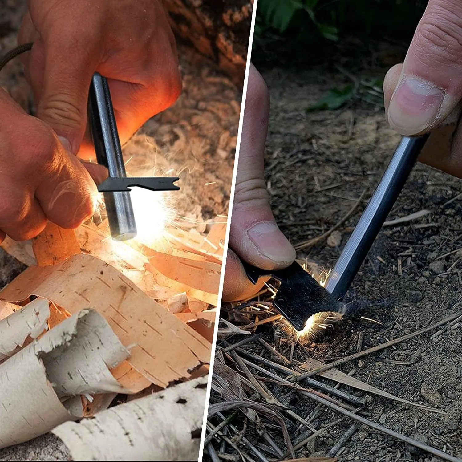 BCHARYA Ferro Rod Fire Starter Kit: 6-in-1 Multi-Tool, Waterproof Tinder & 20,000  Strikes