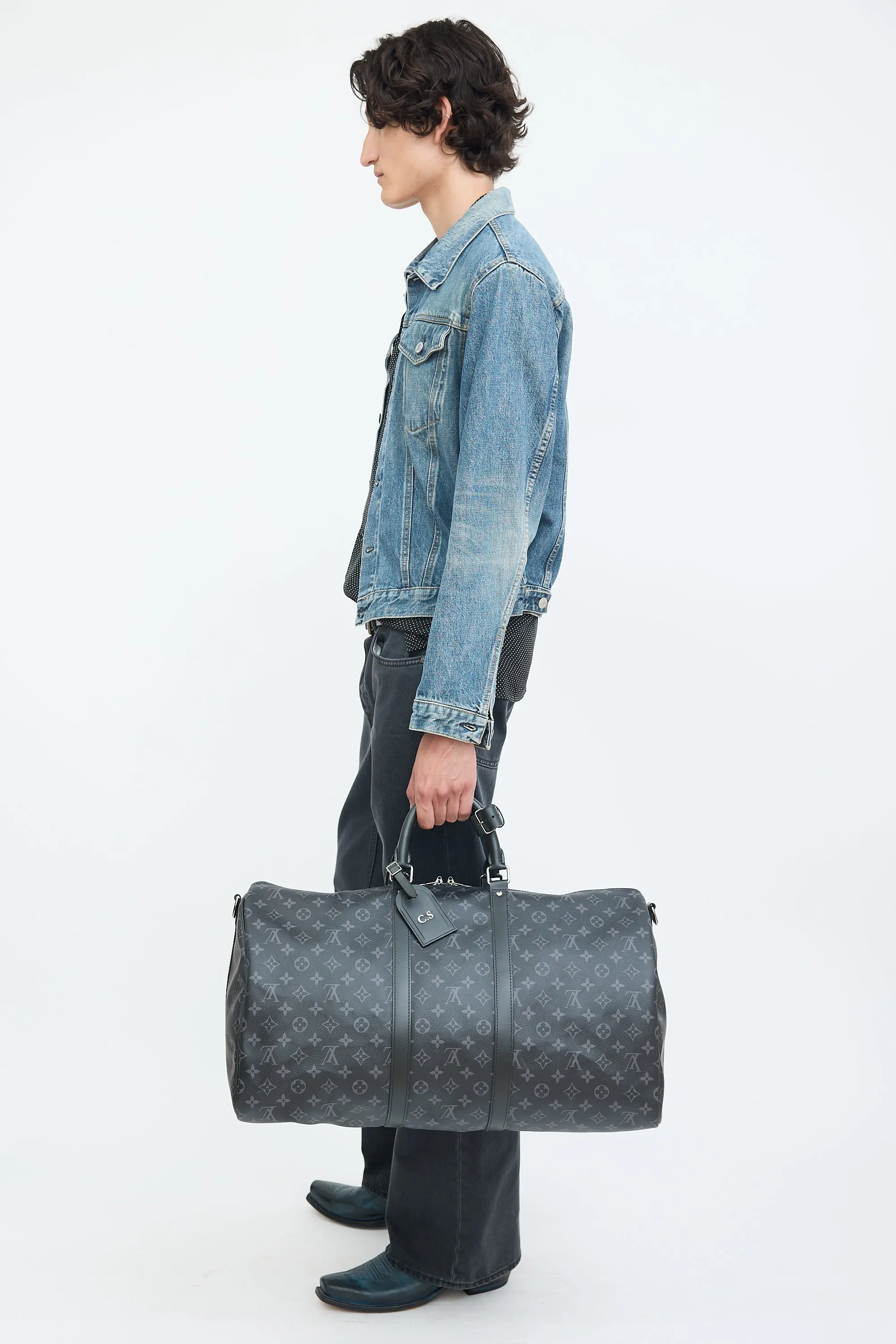 Black Eclipse Monogram Keepall Bandoulière 55 Duffle Bag