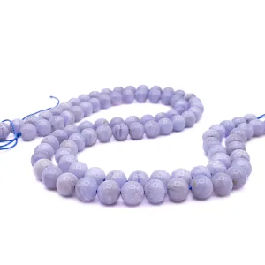 Blue Lace Agate 8mm Smooth Rounds Bead Strand