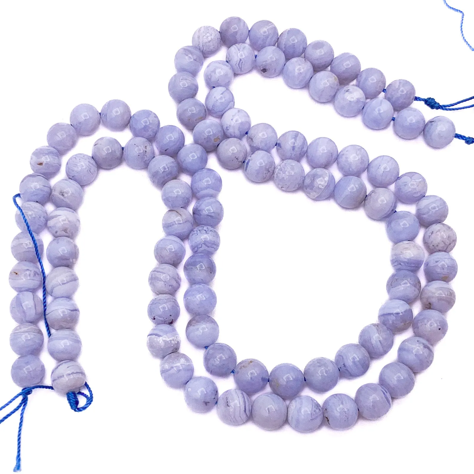 Blue Lace Agate 8mm Smooth Rounds Bead Strand