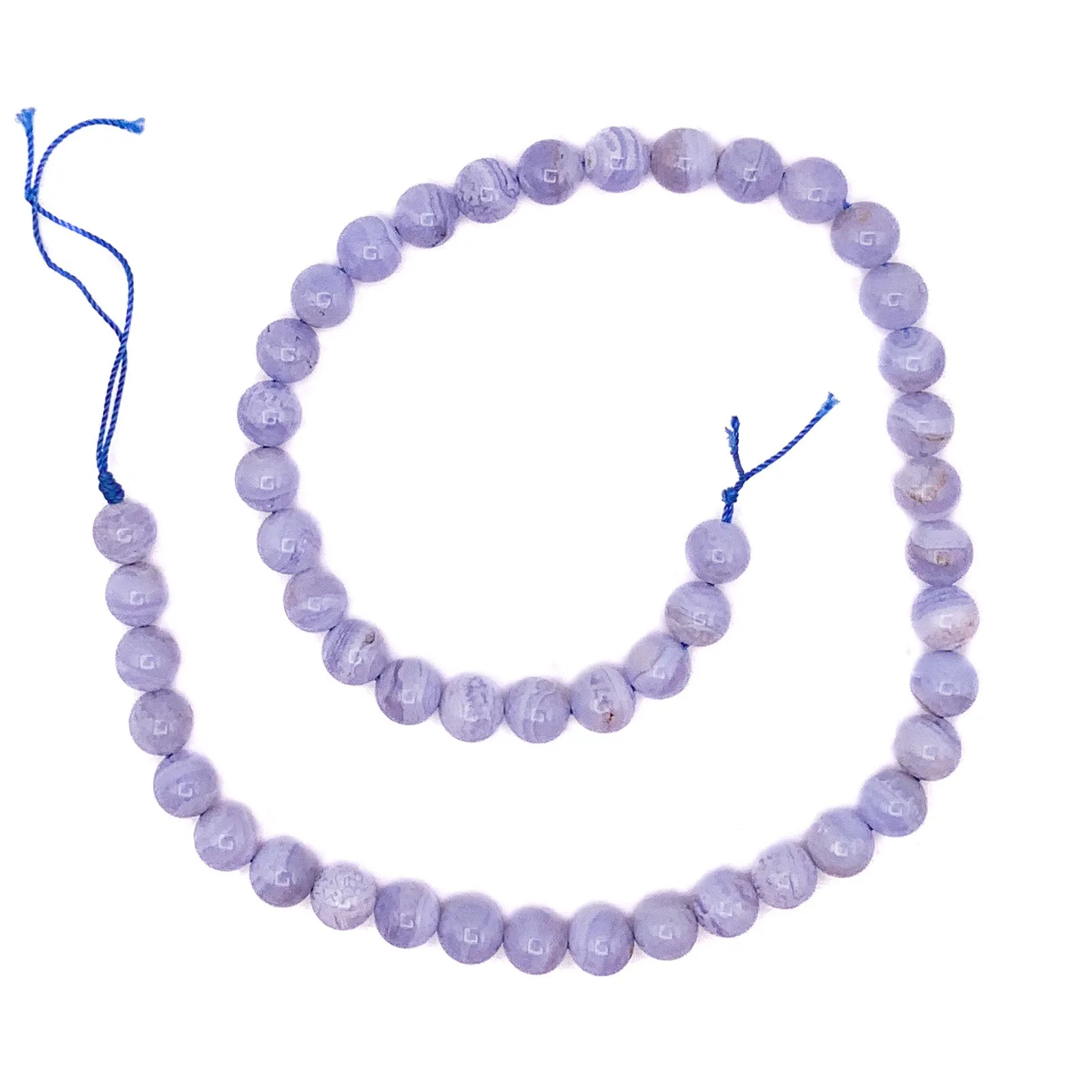 Blue Lace Agate 8mm Smooth Rounds Bead Strand