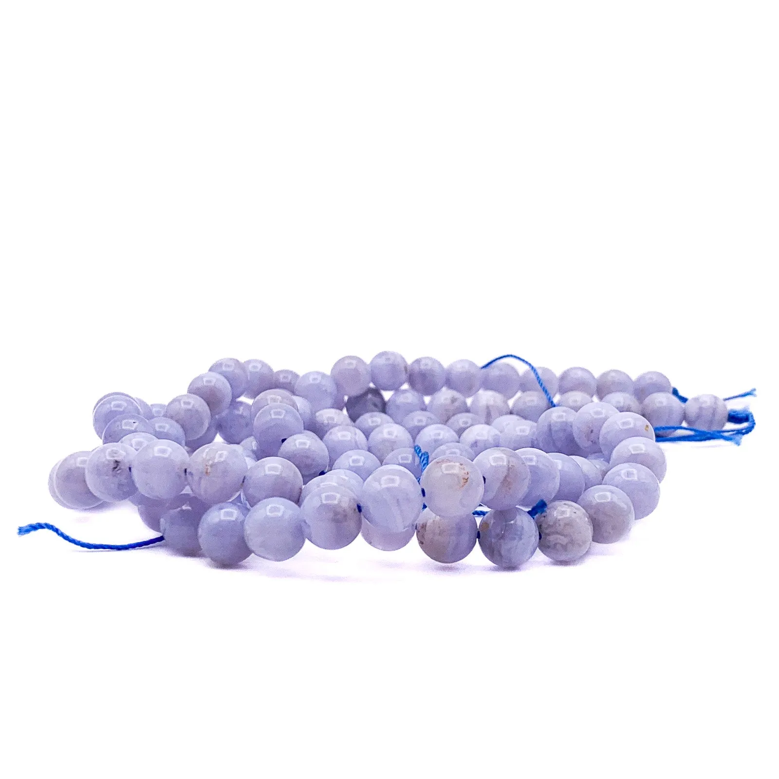 Blue Lace Agate 8mm Smooth Rounds Bead Strand