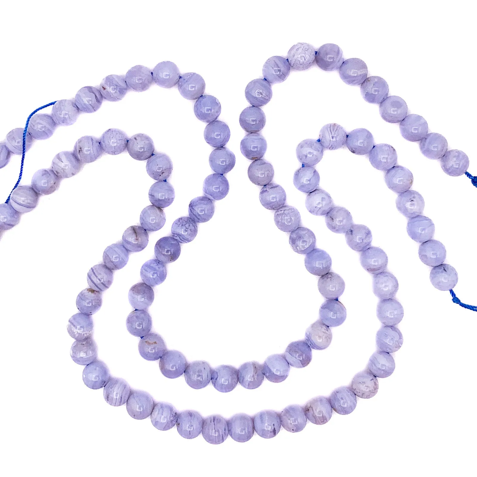 Blue Lace Agate 8mm Smooth Rounds Bead Strand