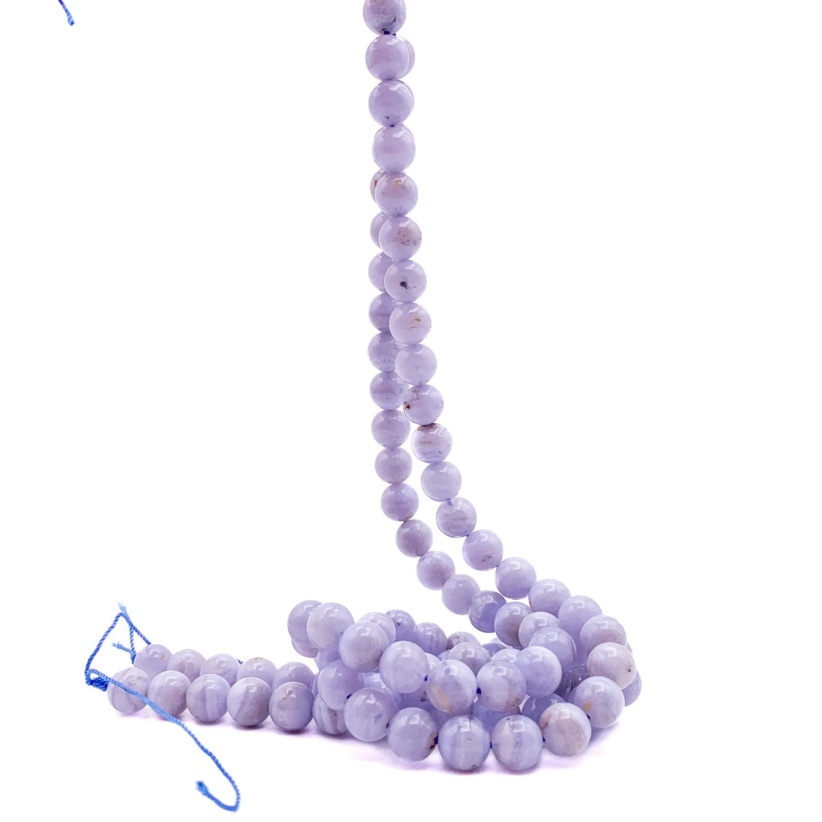 Blue Lace Agate 8mm Smooth Rounds Bead Strand