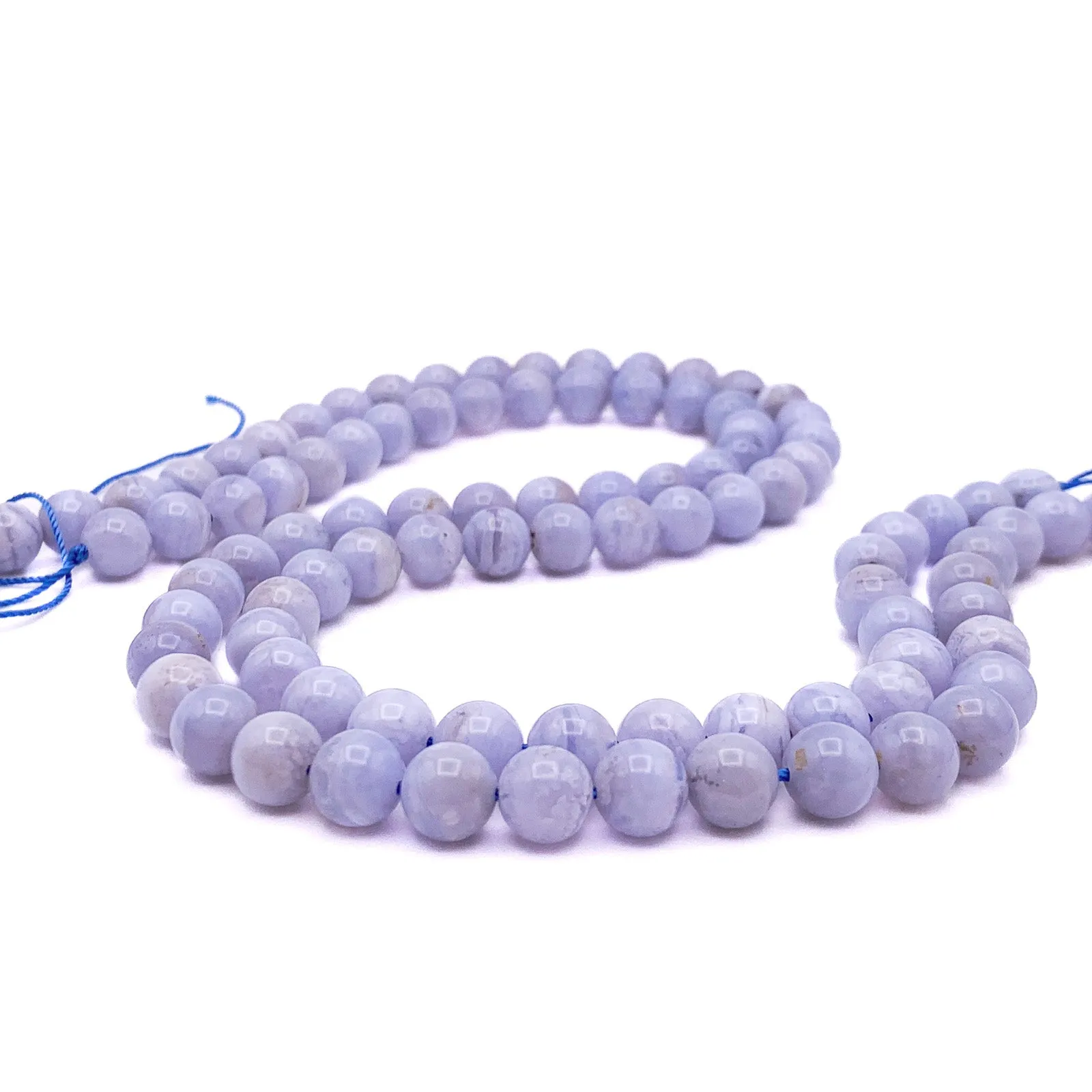 Blue Lace Agate 8mm Smooth Rounds Bead Strand