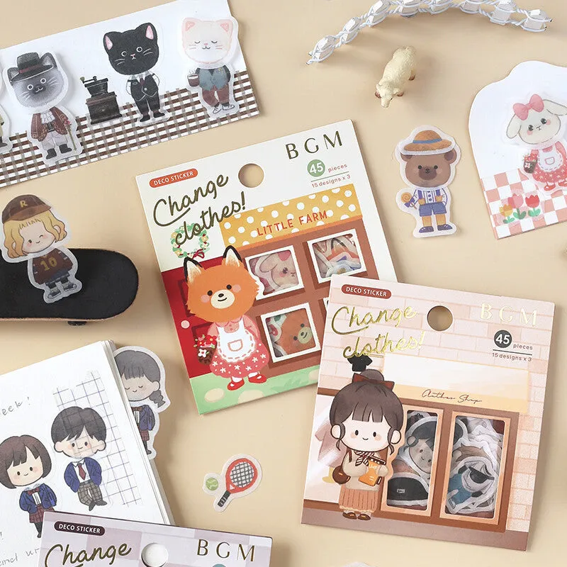 Charming Animal Flake Sticker Change Clothes