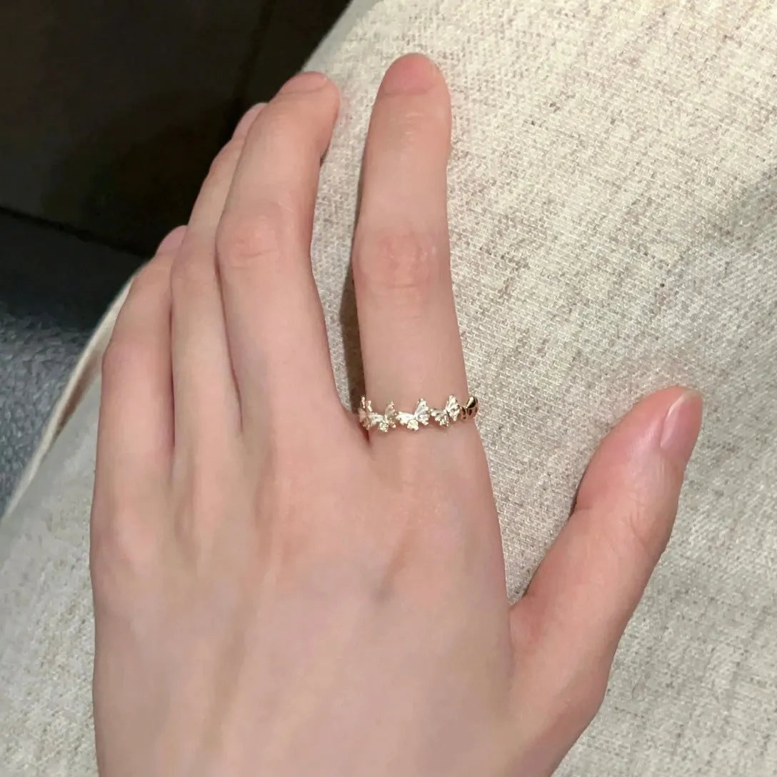 Charming Enamel Butterfly Open Ring