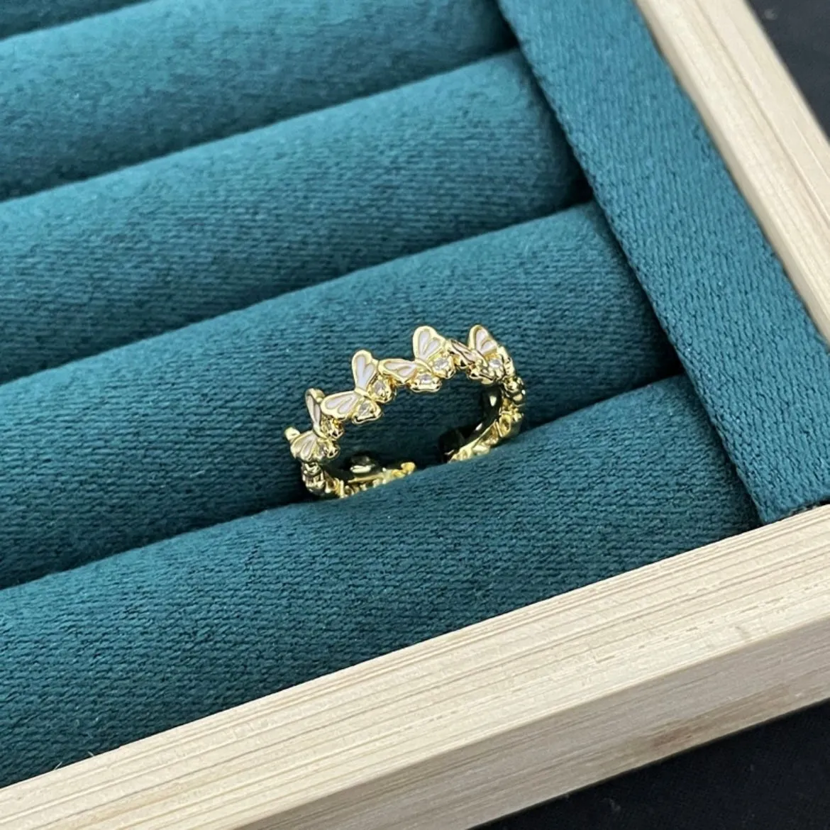 Charming Enamel Butterfly Open Ring