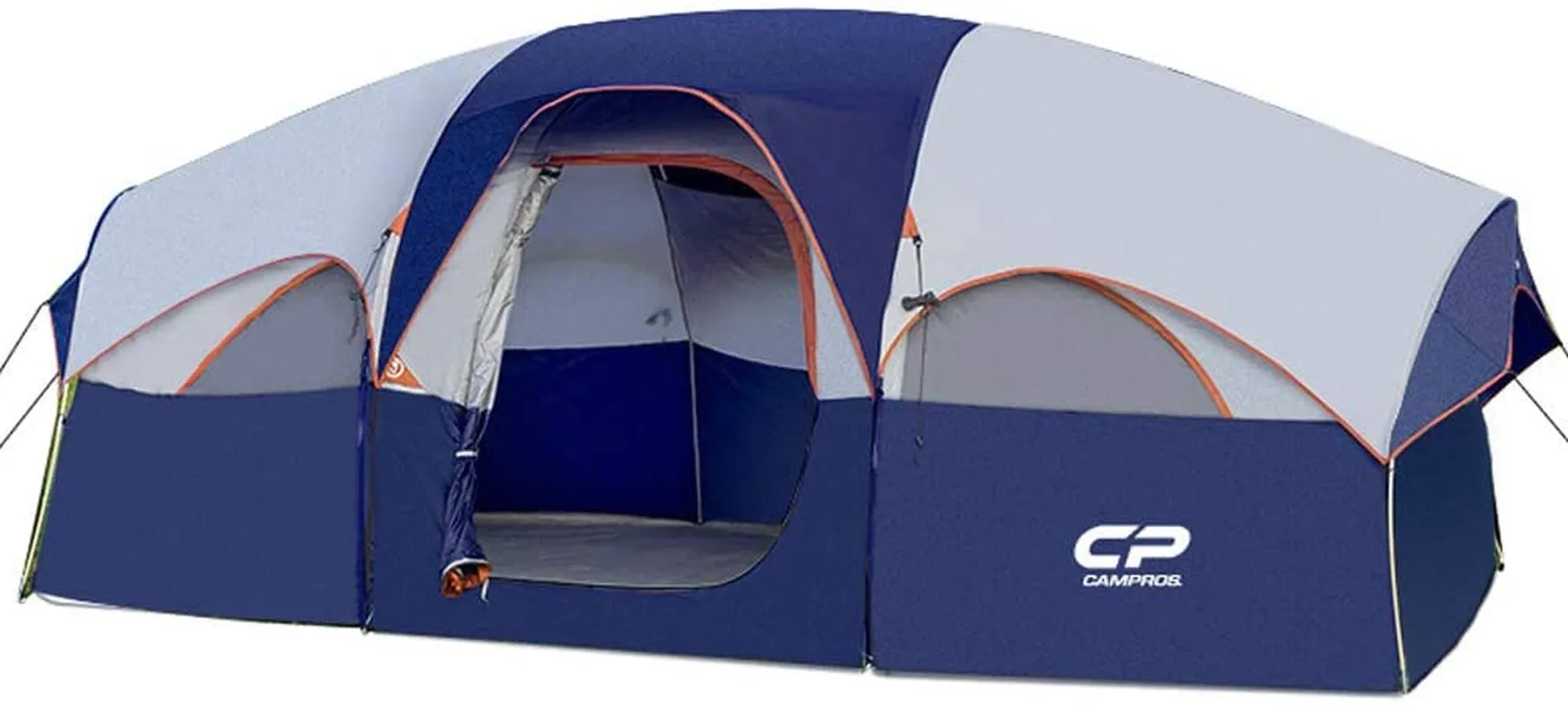 Cousin Campout Fortress for 8 with 5 Mesh Windows, Cozy Divider, Weather-Resistant Features, and Travel Bag for Snacks