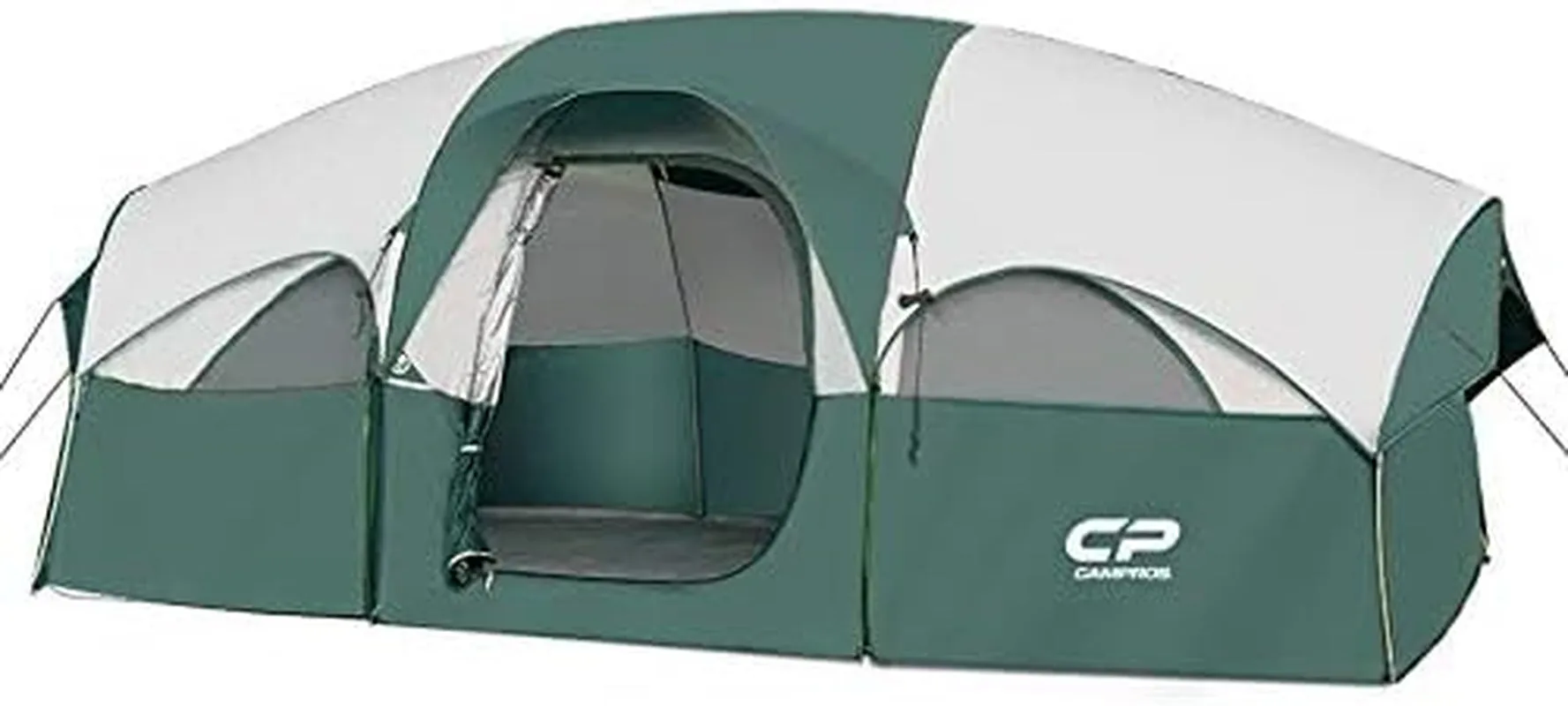 Cousin Campout Fortress for 8 with 5 Mesh Windows, Cozy Divider, Weather-Resistant Features, and Travel Bag for Snacks