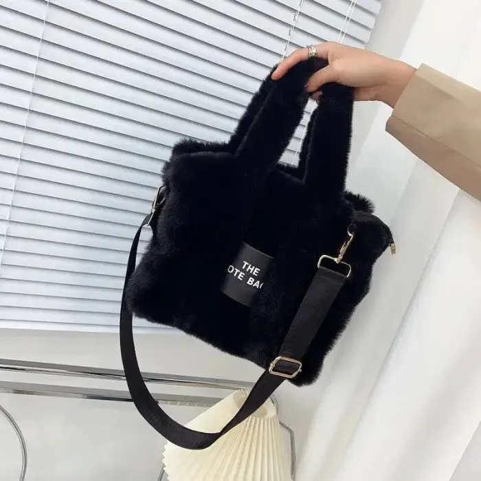 Cute Furry Faux Fur Tote and Shoulder Bag