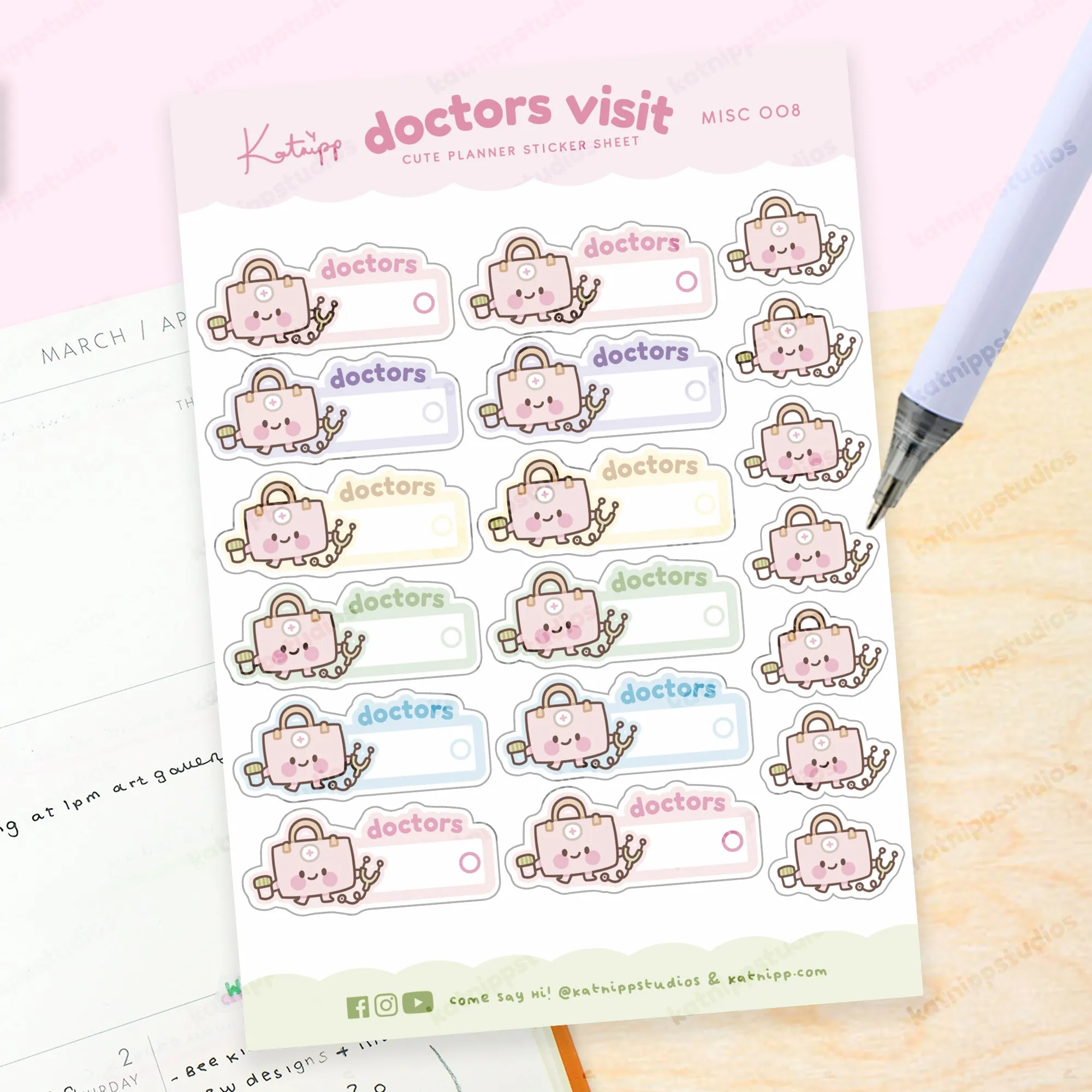 Doctor's Visit Planner Stickers | Cute Medical Appointment Stickers | Kawaii Health Tracker | MISC 008