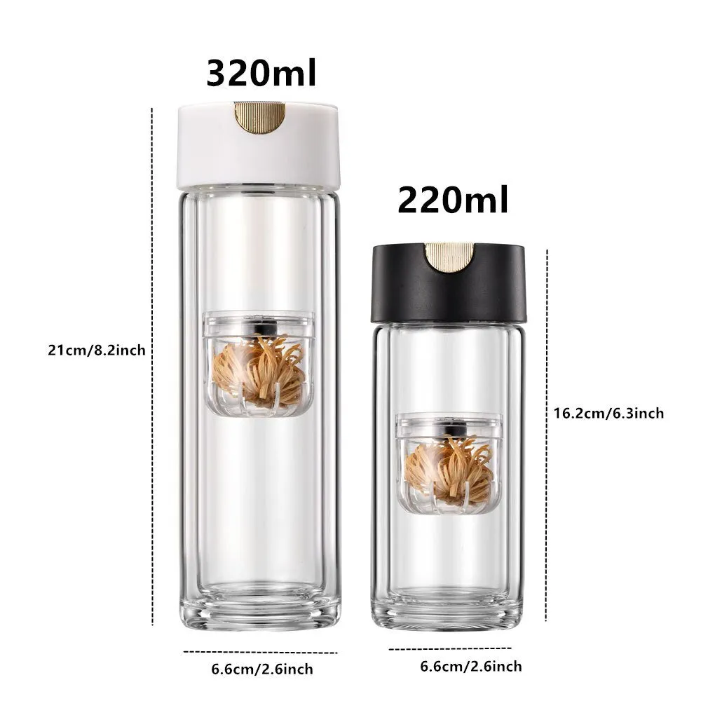 Double Wall Glass Magnetic Tea Infuser Bottle