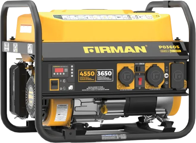 Firman P03605 Portable Generator 3650/4550 Watt 30 Amp 120/240V Recoil Start Gas New