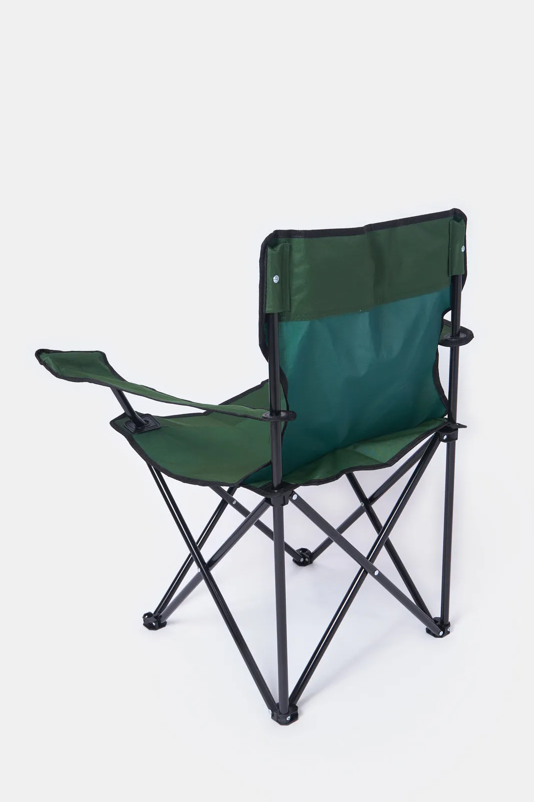 Foldable Green Camping Chair With Cup Holder Arm