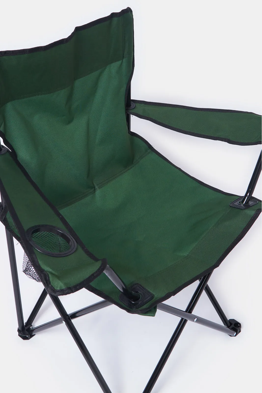 Foldable Green Camping Chair With Cup Holder Arm