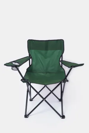 Foldable Green Camping Chair With Cup Holder Arm