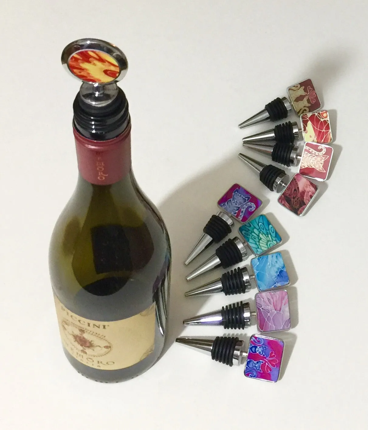 Foxy Bottle Stopper - Fox Lovers Gift - Bottle Bung in Rust green - Wine bottle stopper