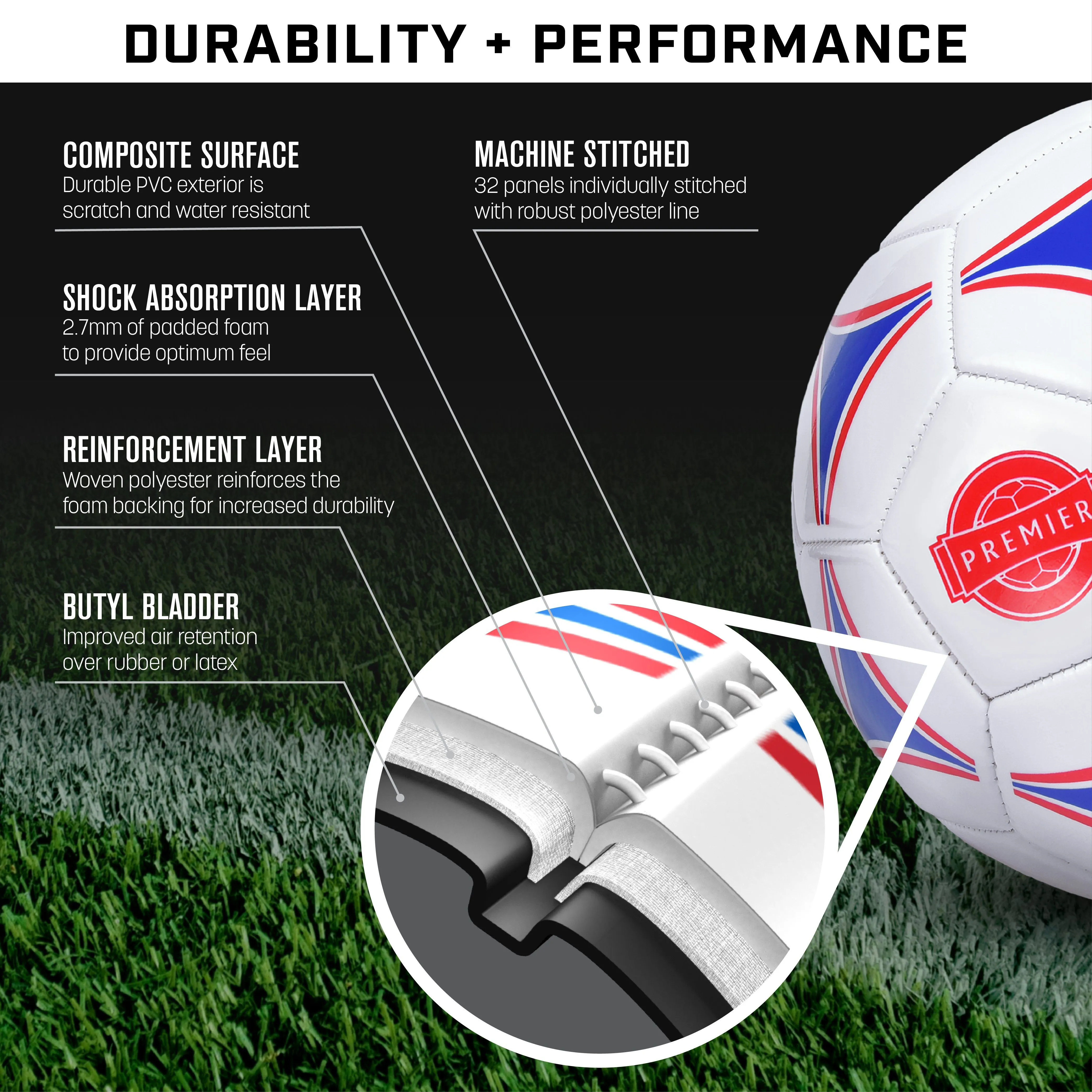 GoSports Size 4 Premier Soccer Ball - 6-Pack
