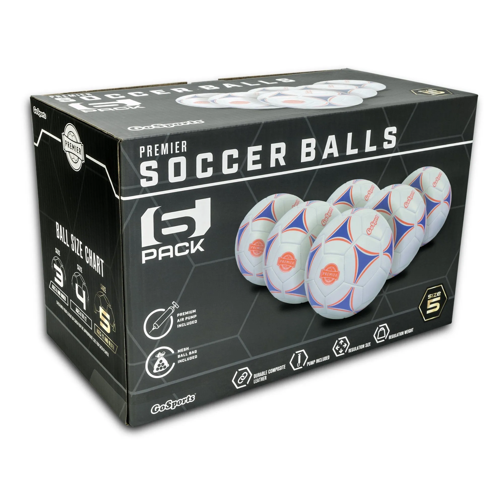 GoSports Size 4 Premier Soccer Ball - 6-Pack