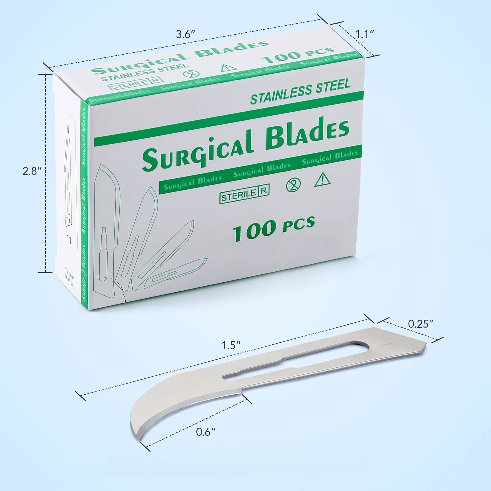 JMU Dental Sterile Surgical Blade Stainless Steel 100Pcs/Box