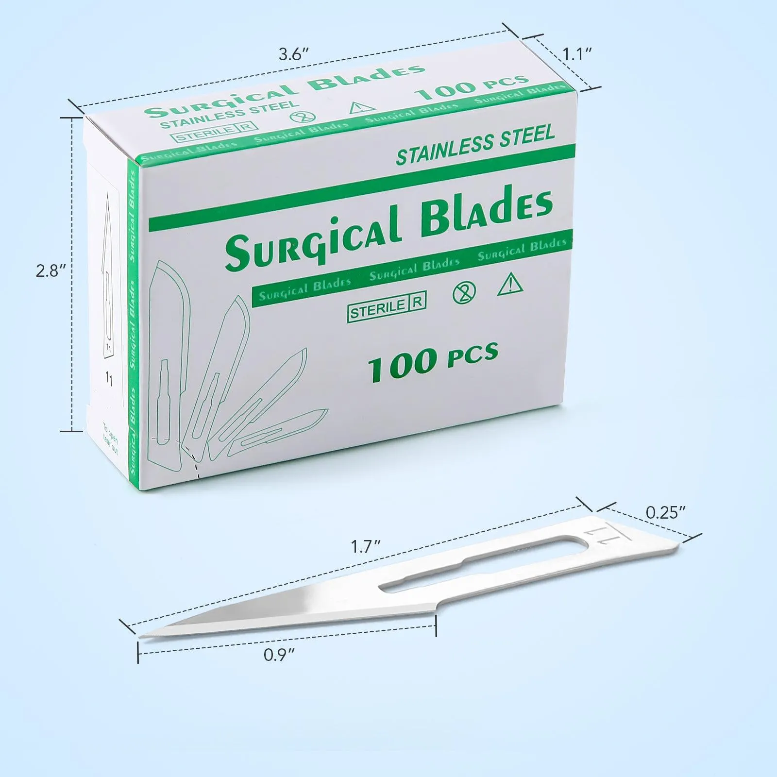 JMU Dental Sterile Surgical Blade Stainless Steel 100Pcs/Box