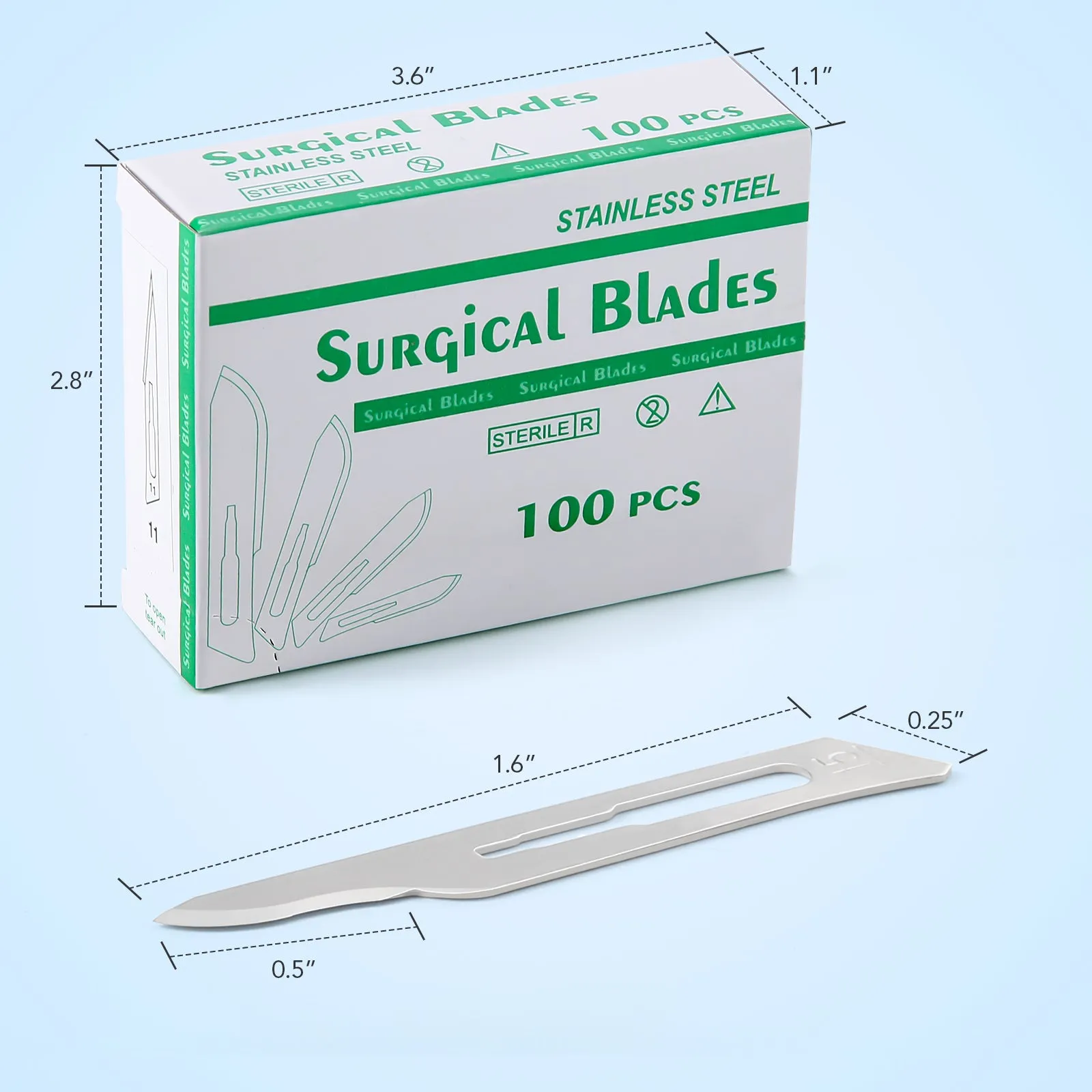 JMU Dental Sterile Surgical Blade Stainless Steel 100Pcs/Box