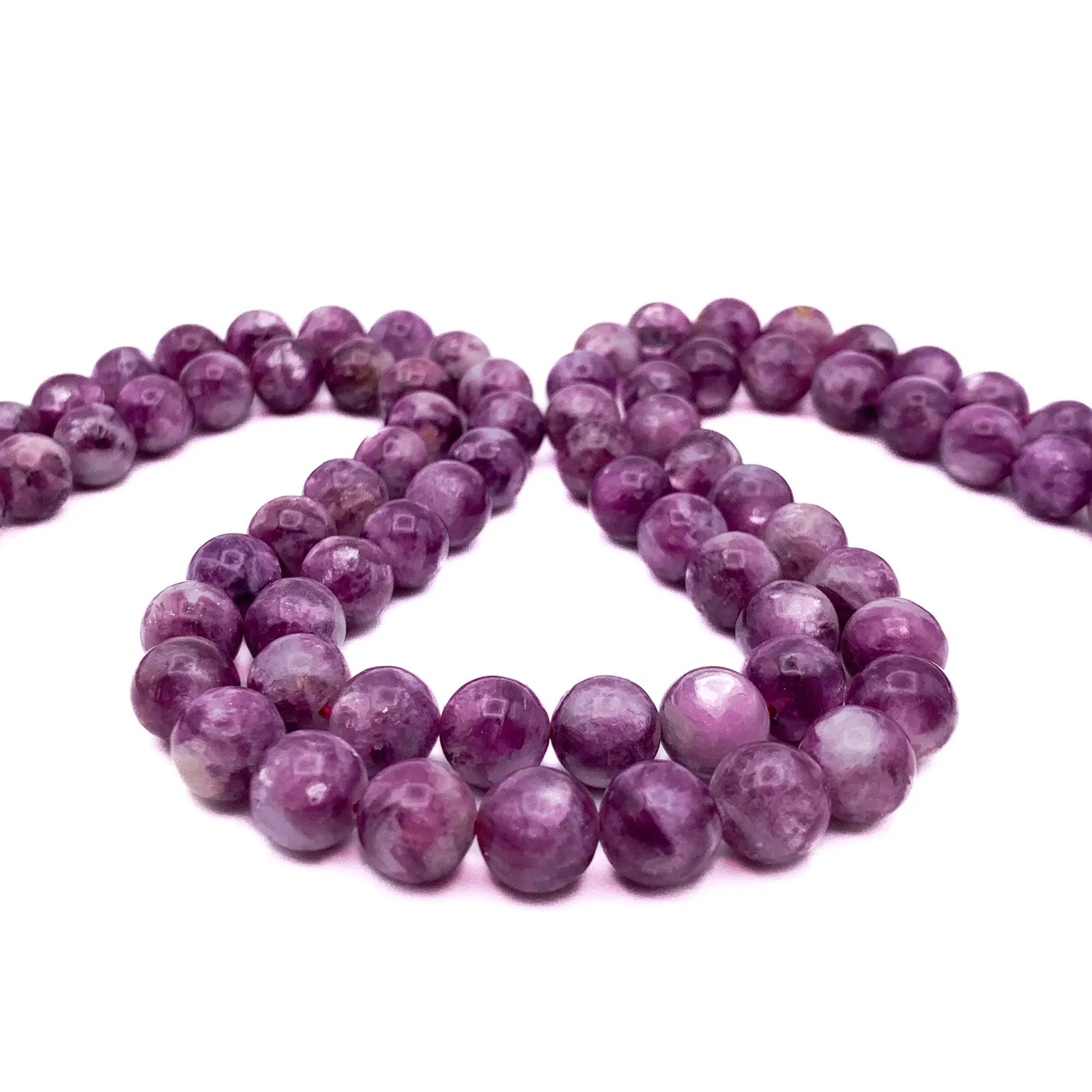 Lepidolite AAA 10mm Smooth Rounds Bead Strand
