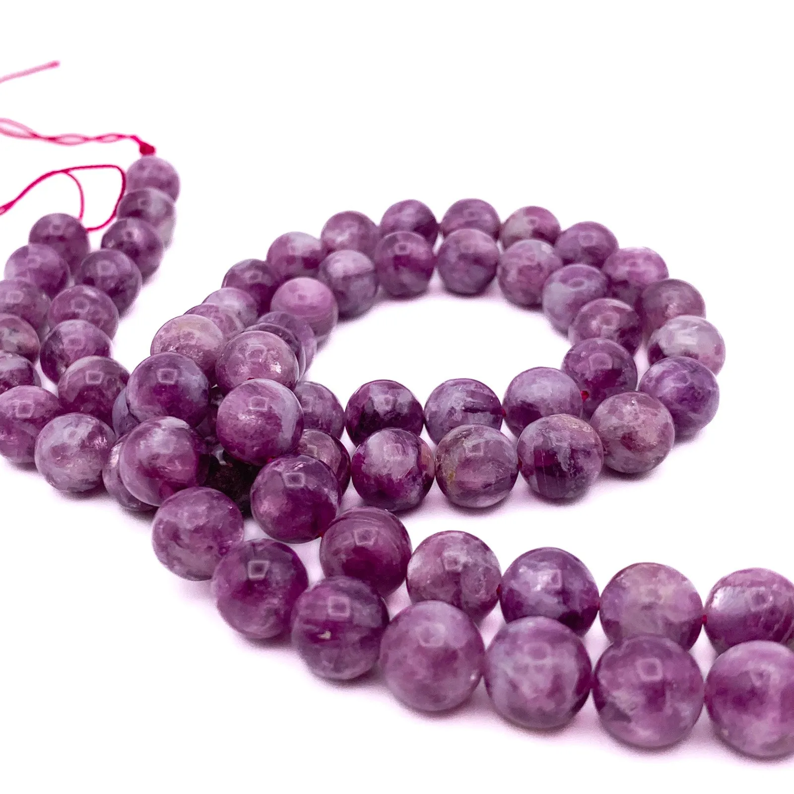 Lepidolite AAA 10mm Smooth Rounds Bead Strand