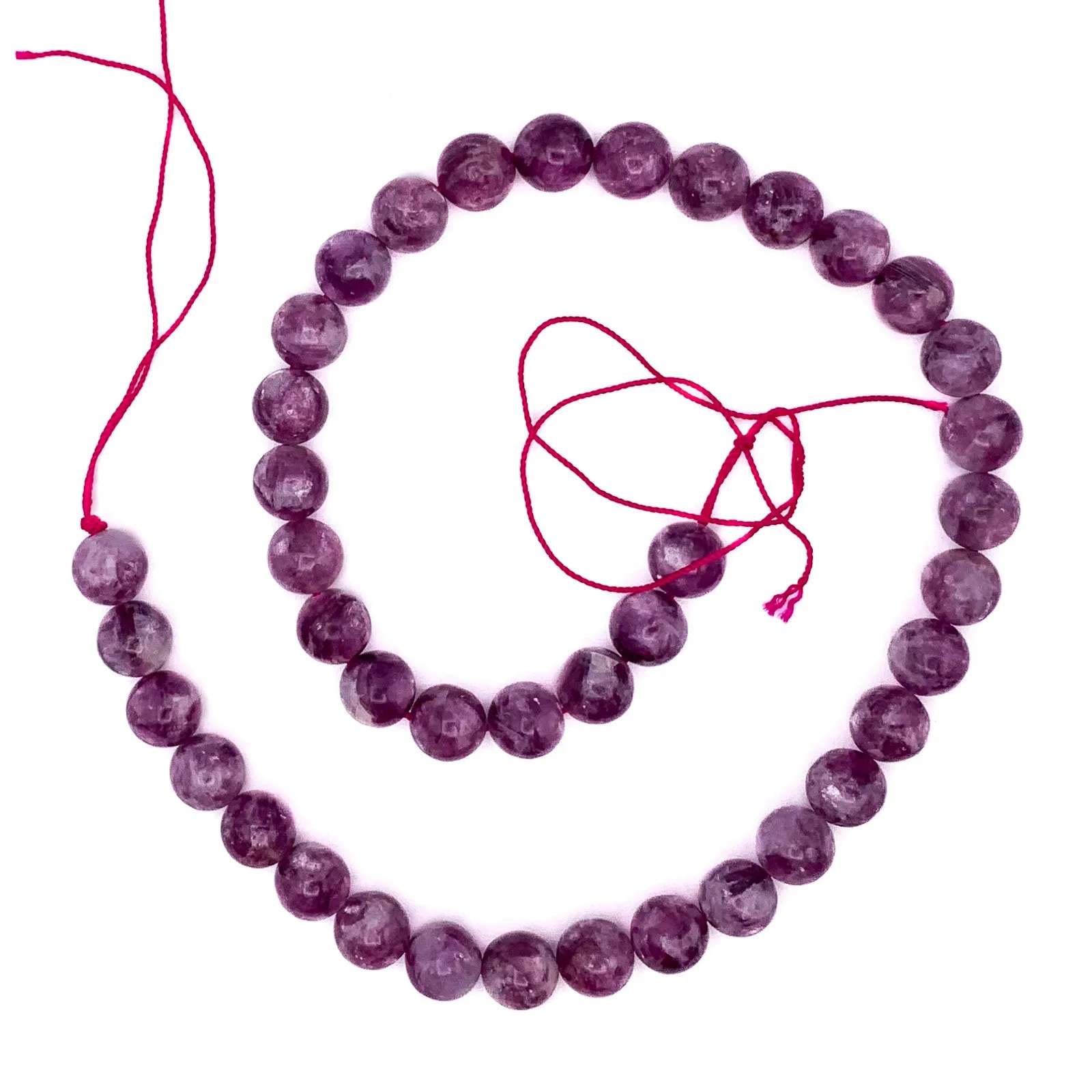 Lepidolite AAA 10mm Smooth Rounds Bead Strand