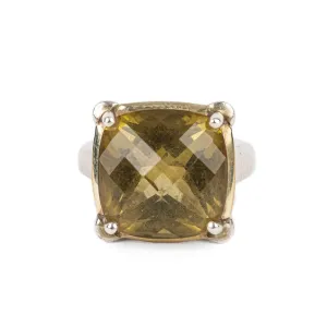 LORENZO Sterling & 18K Checkerboard Citrine Ring