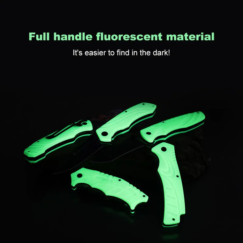 New Arrival Glow In The Dark Pocket Knife Natural Brighten Handle Camping Knife Shining Outdoor Hunting Luminous Folding Knife