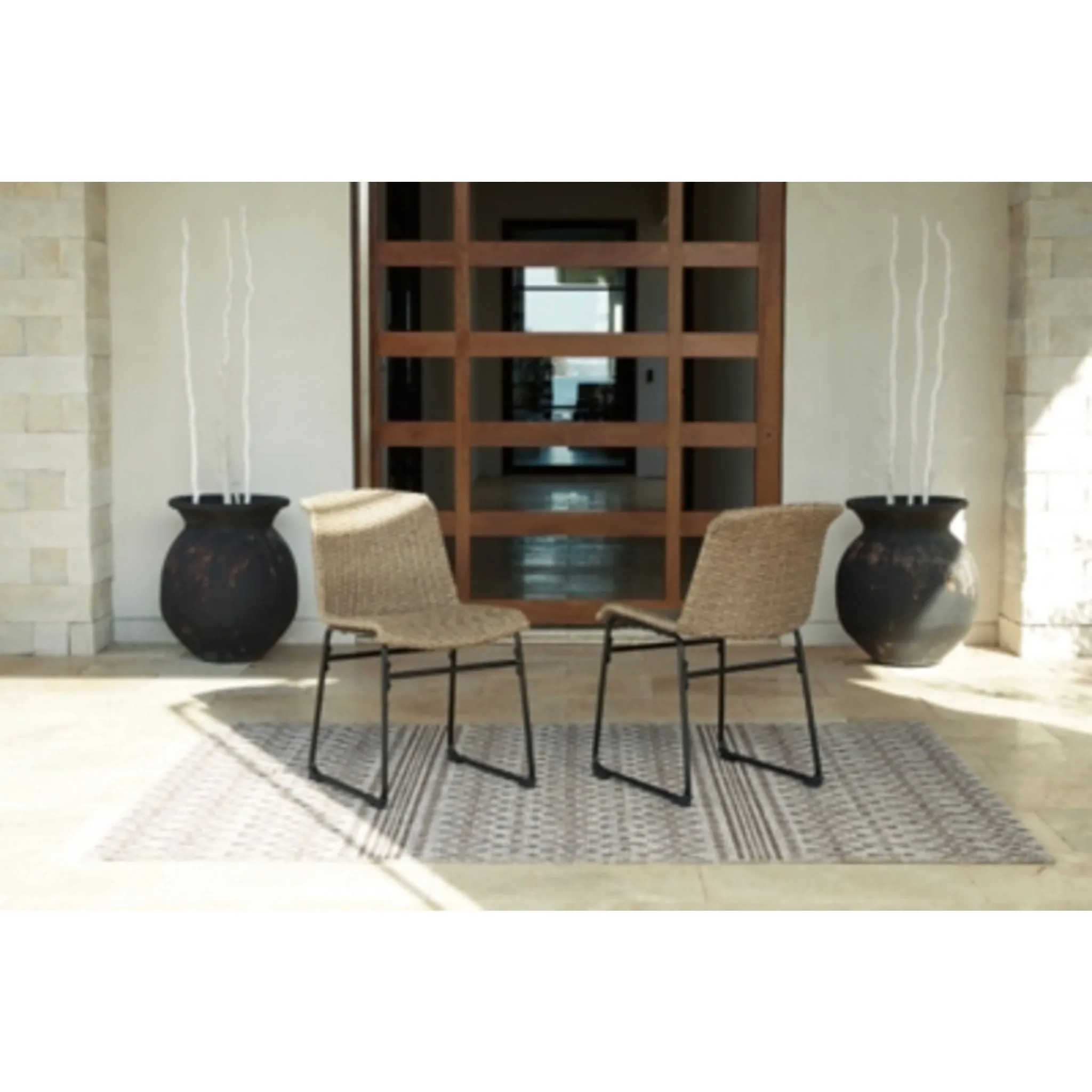 Outdoor Amaris Chair with Cushion (set of 2) Brown/Black