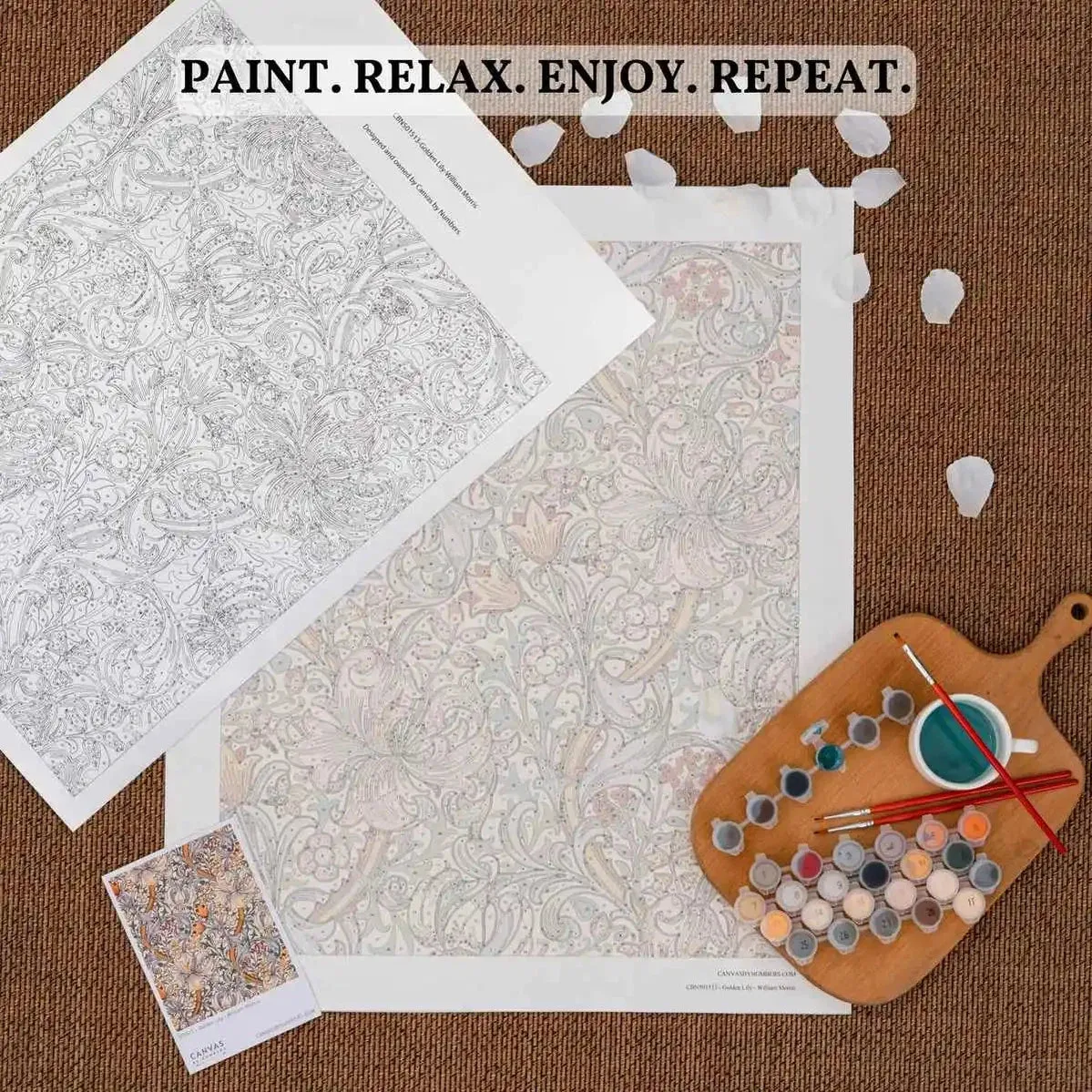 Patriotic Jars of Flowers and Stars - Paint by Numbers