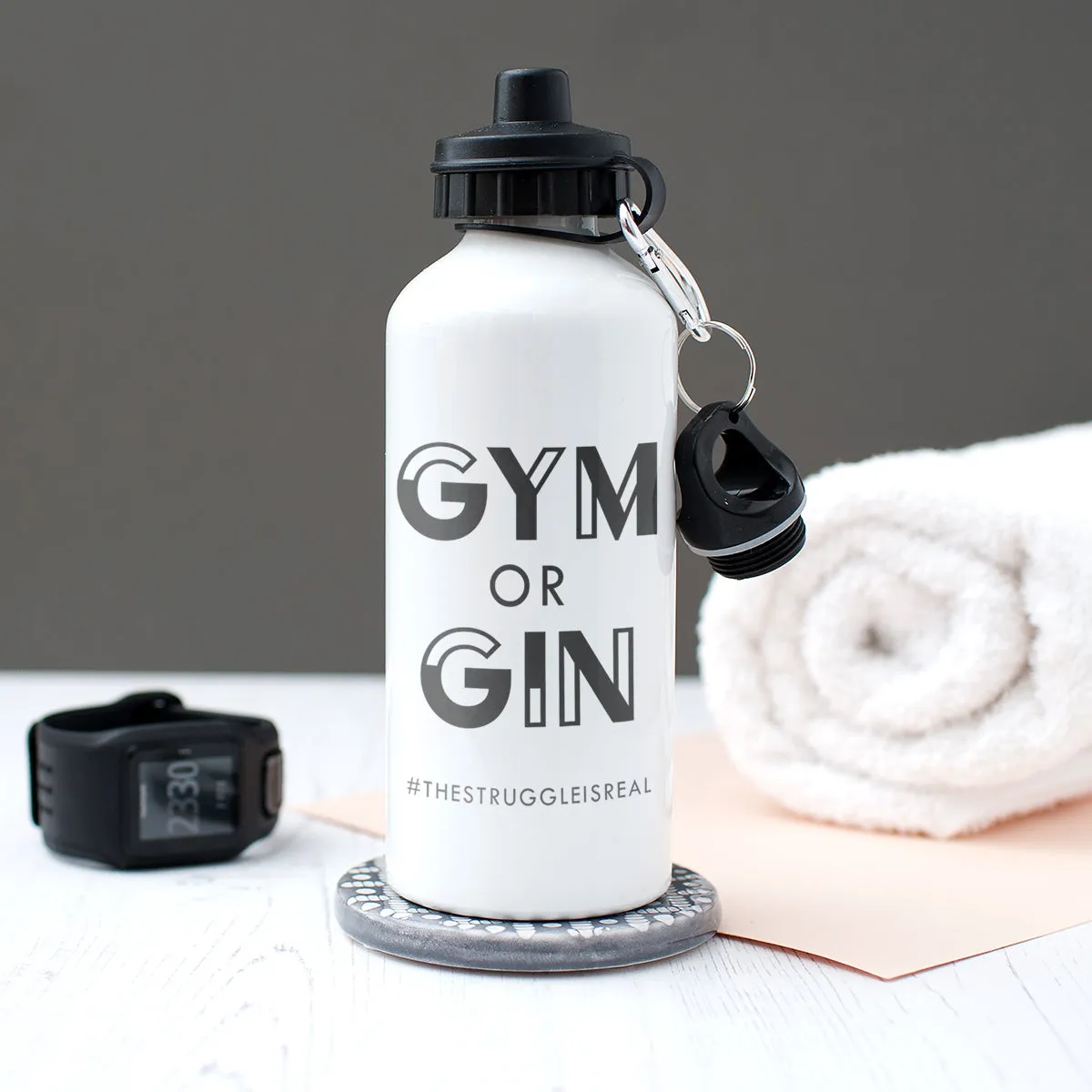 Personalised 'Gym Or Gin' Water Bottle