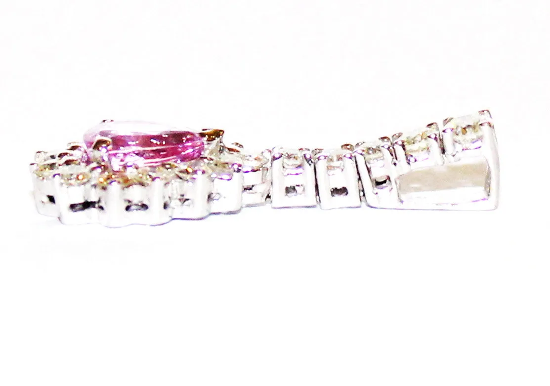 Pink Sapphire & Diamond Long Drop Pendant AD No. 0492