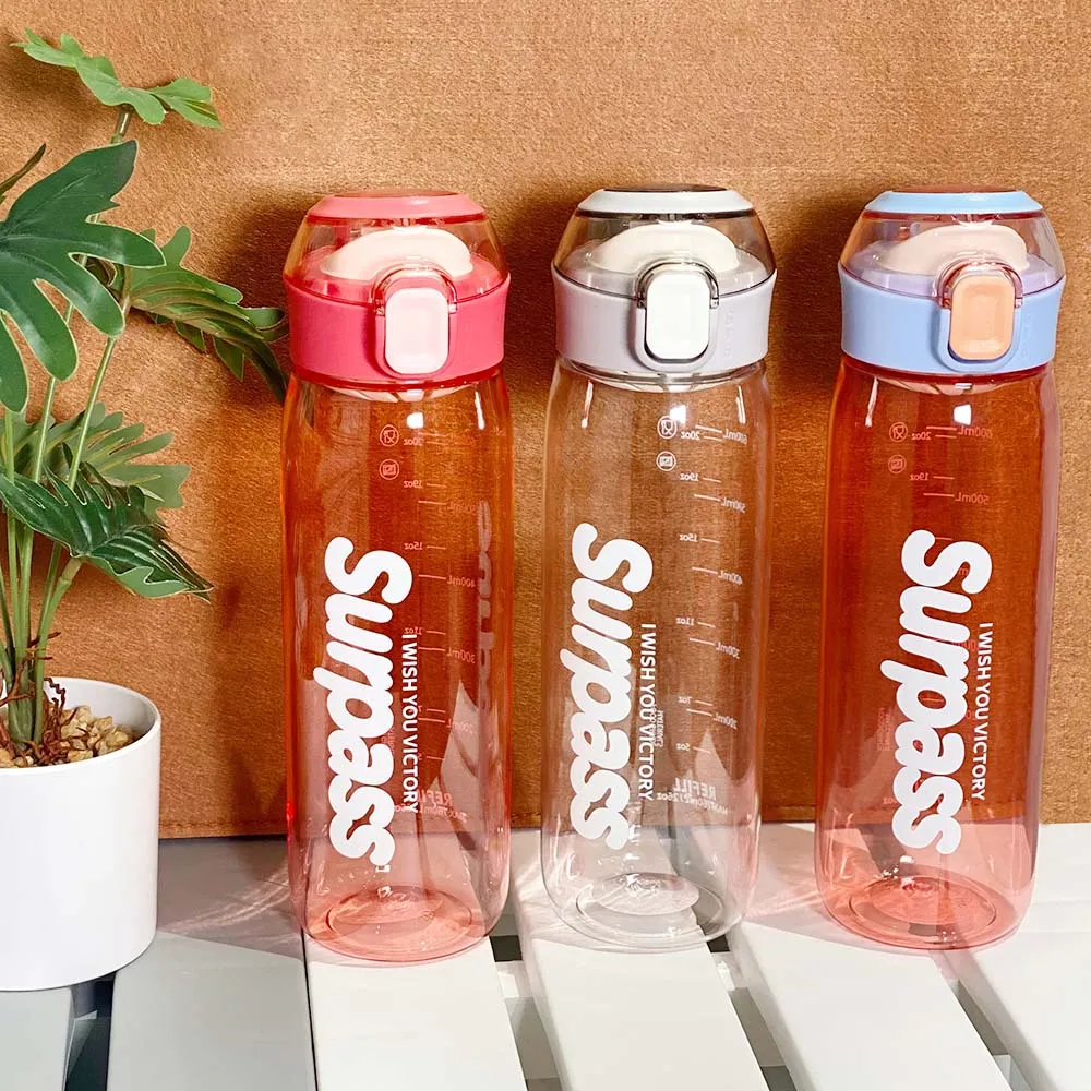 Plastic Transparent Cup With Filter Net Portable Sports Water Bottle