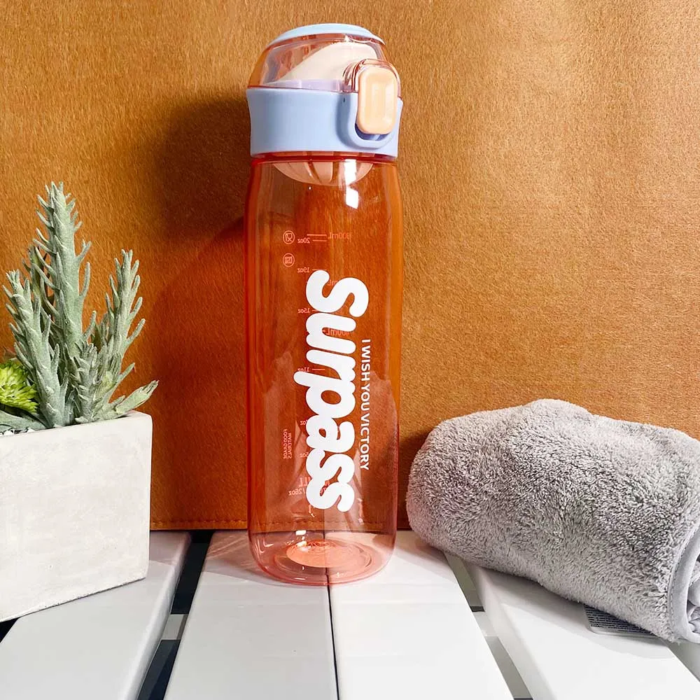 Plastic Transparent Cup With Filter Net Portable Sports Water Bottle