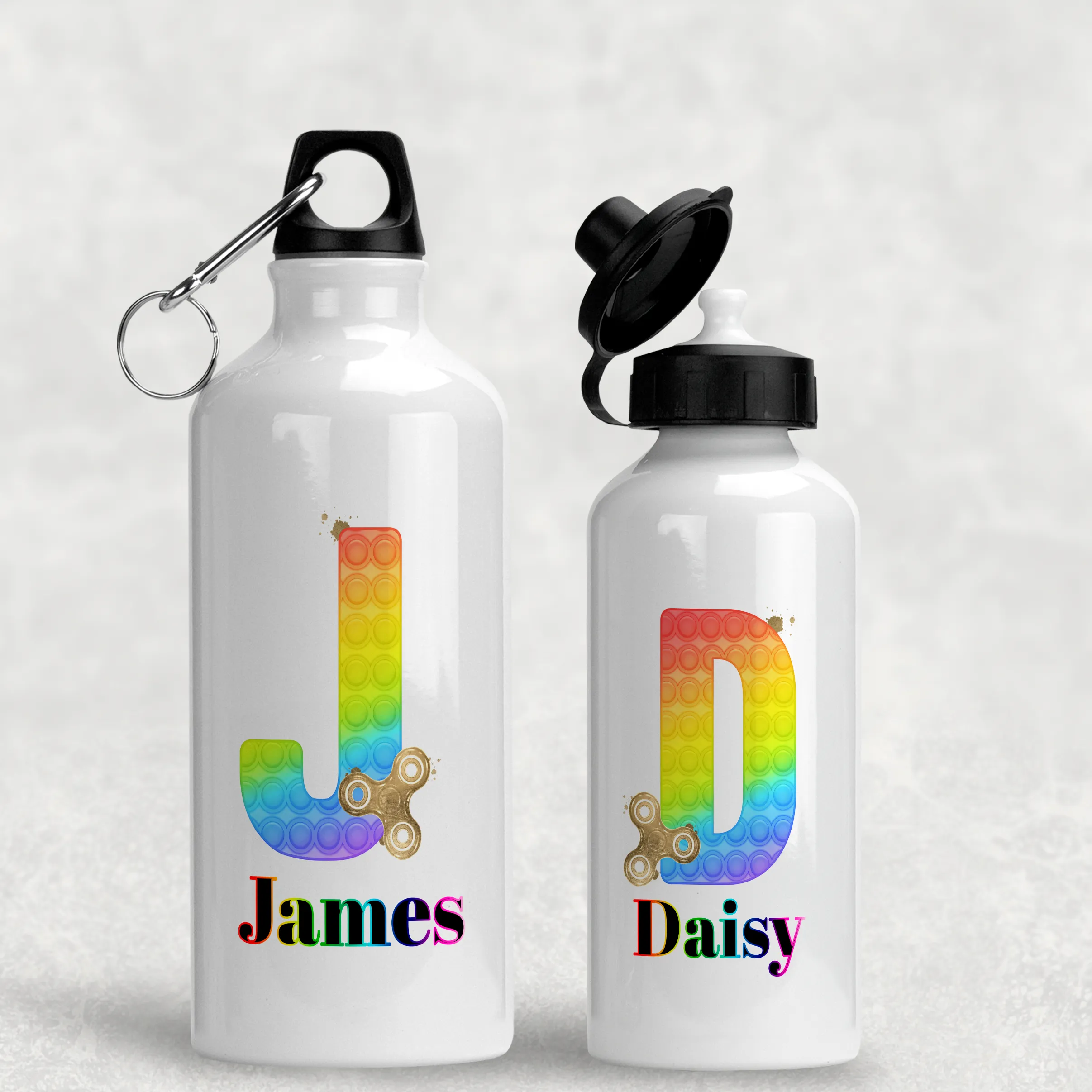 Pop It Fidget Alphabet Personalised Aluminium Water Bottle 400/600ml